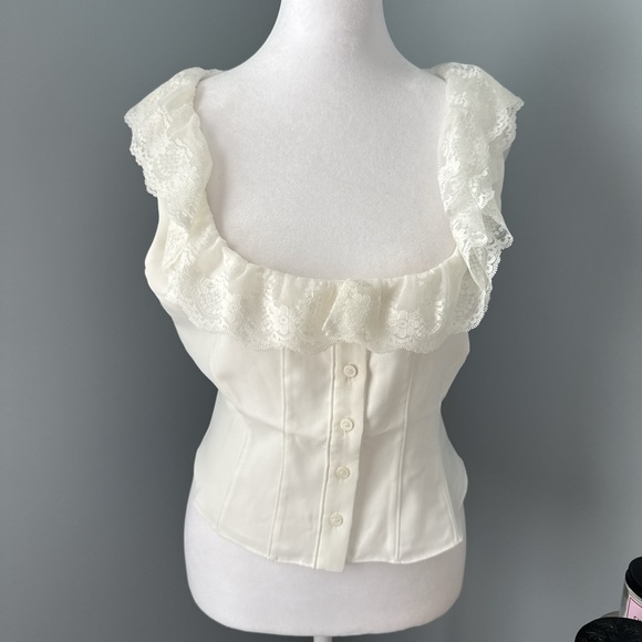 Danielle Guizio NWT PALOMA TOP Sleeveless Ruffled Blouse - Picture 1 of 5